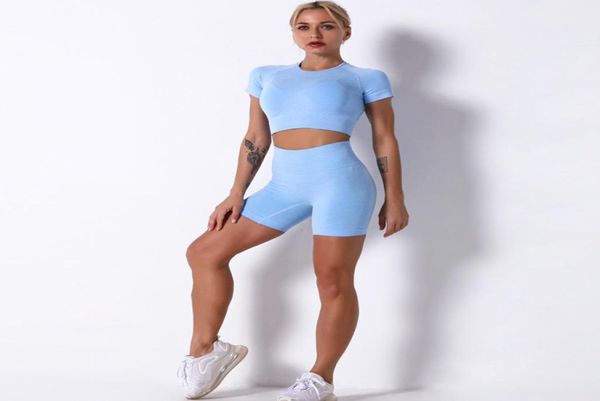 

women039s yoga wear gym exercise short sleeve high waist leggings high stretch training set1819096, White;red