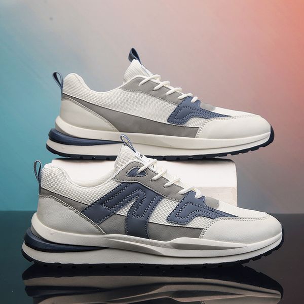 

dress shoes 2023 men's sport side stripe shock absorbing platform male sneakers sole lace up flat increase casual 230509, Black