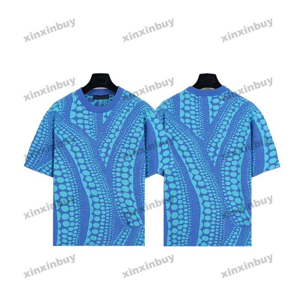 

xinxinbuy men designer tee t shirt 23ss knitted infinity dots pumpkin jacquard short sleeve cotton women apricot blue s-3xl, Black;brown