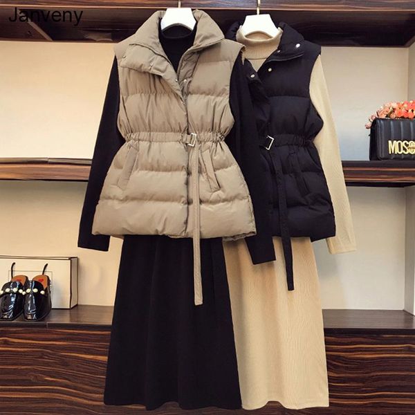 

vests janveny winter autumn warm down vest women 2022 loose ultra light 90% white duck down gilet female puffer waistcoat sleeveless, Black;white