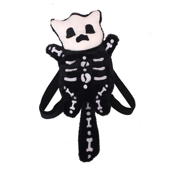 

backpacks skull plush backpack gothic water bottle bag goth doll backpack female winter furry bag skull shape bag skeleton birthday gift 230