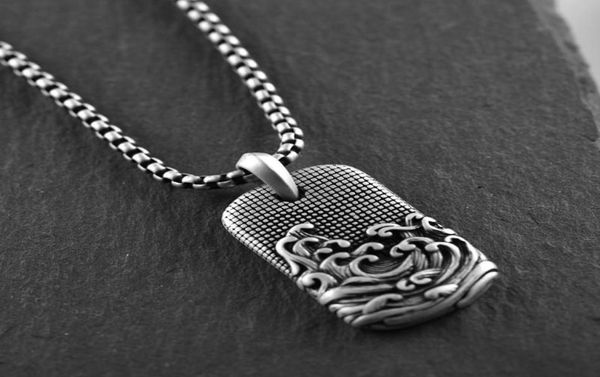

men necklace stainless steel vintage man ancient sea waves pendants jewelry 2021 whole pendant necklaces8550293, Silver