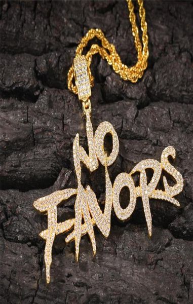 

hip hop iced out letter no favors necklace pendant gold silver plated mens bling jewelry gift9862018