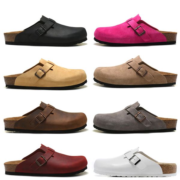 

birks slippers luxury boston clogs sandals famous designer women men platform slides cork sandal flip flops loafers clog leather sliders, Black
