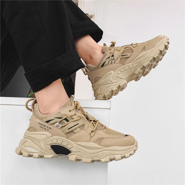 

men platform vulcanized shoes casual chunky sneakers fashion male breathable running shoes mens trainers zapatos hombre, Black