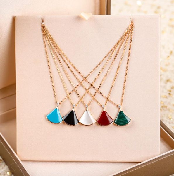 

luxurious quality fan shape pendant necklace in five different color nature stone for women wedding jewelry gift ps80996129321, Silver