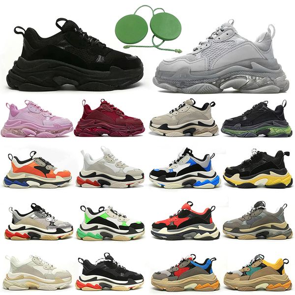 

2023 triple men women designer casual shoes scarpe platform sneakers black white dark grey pink split clear sole mens womens trainers joggin