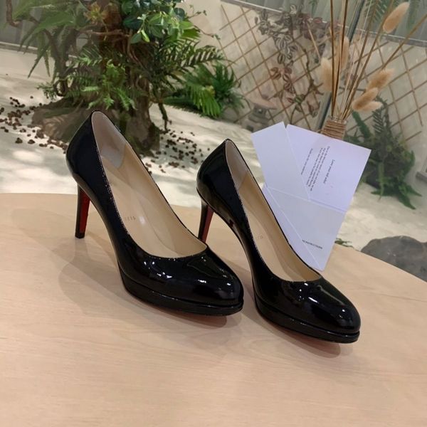 

dress shoes red high kate heels bottom luxury women designer back patent genuine leather sandals pointed red toes sole heels dolly pumps ing, Black