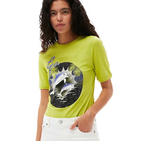 

gan women designer t shirt summer cotton new pattern printing casual round neck short sleeve tees loose cotton fashion, White