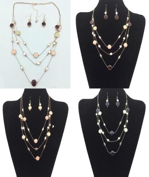 

chains personalized unique design fashion three layer double side enamel round disc necklace jewelry for women2690649, Silver