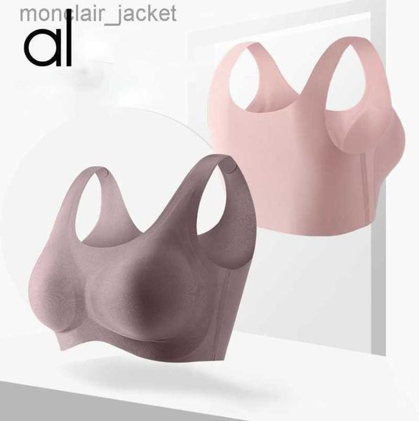 

desginer alo yoga seamless underwear for women's thin large chest shockproof and sagging bra vest style sports bra without steel rings, White