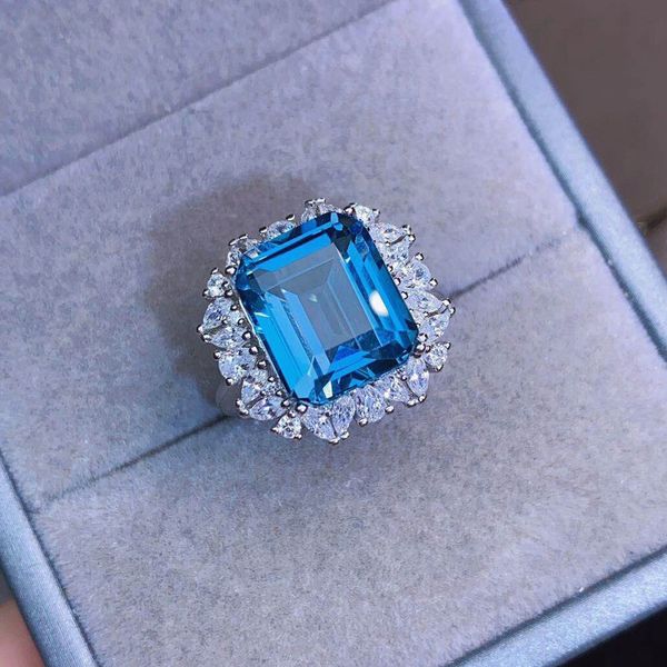 

classic 5ct lab aquamarine promise ring 925 sterling silver engagement wedding band rings for women bridal gemstone jewelry gift, Slivery;golden