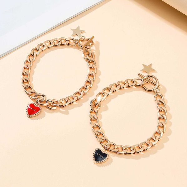 

couple bracelet personalized love pendant handmade exquisite ins womens suit, Golden;silver