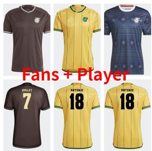 

2023 jamaica soccer jerseys 23 24 national football team bailey antonio reid nicholson lowe morrison home away football shirt thailand quali, Black;yellow