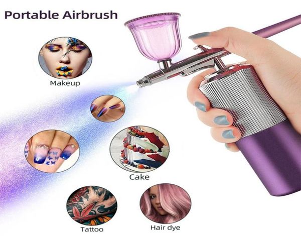 

home beauty instrument mini airbrush kit with compressor multifunction art painting nano spray gun nail airbrush cake decorating 7908253