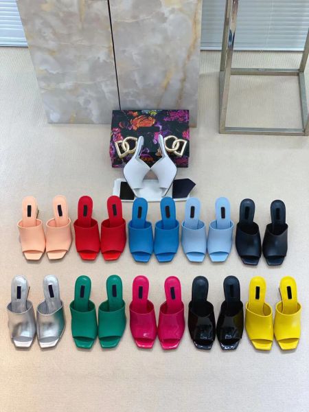 

with box designer shoes 2022 women's special-shaped heel slippers multi-color matching fashion package complete size 35-42 ndx, Black