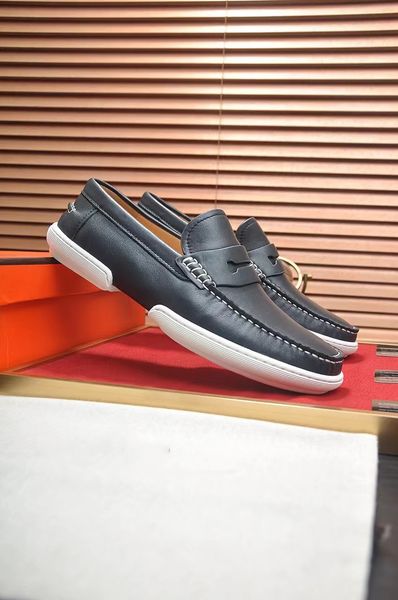 

2023 new style men genuine leather fashion dress shoes wedding party business comfortable flats mens trainers casual brand loafers size 38-4, Black