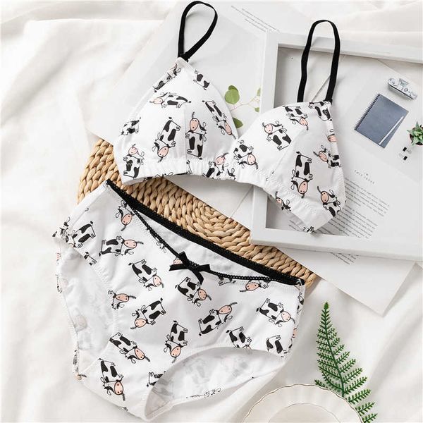 

2023 new french long term girl pure cotton zodiac series cute calf without steel ring comfortable bra, Red;black
