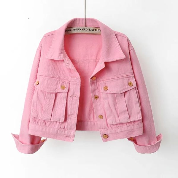 

women's jackets jaket denim wanita 2023 musim semi mode baru longgar pendek kasual perempuan jeans merah muda mantel pakaian luar 23051, Black;brown