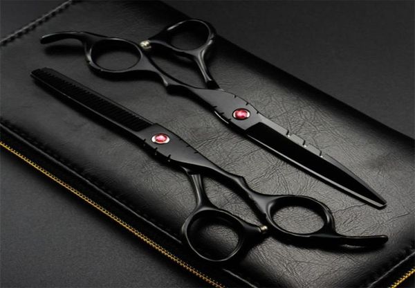 

professional japan 440c 55 6 red gem black cut hair scissors cutting barber haircut thinning shears hairdressing 2208166933313