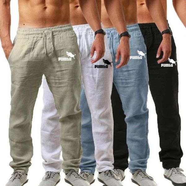 

men's shorts celana baru 2023 panjang linen katun pria jogger kasual pinggang elastis solid lurus longgar olahraga lari ukuran plus s 5, White;black