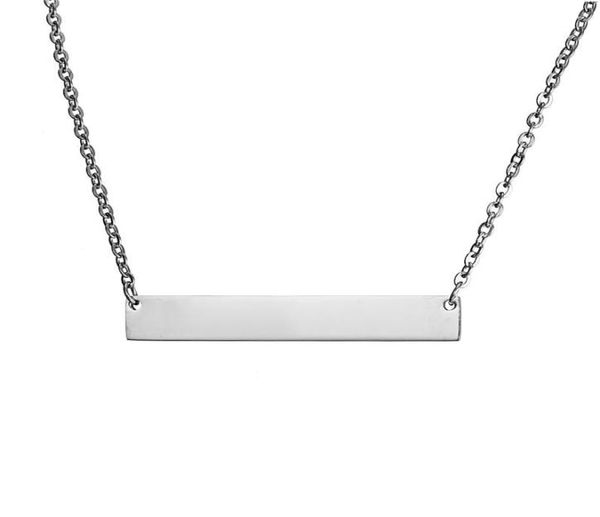 

bar pendant necklace 3 colors personalized blank stainless steel custom name plate necklace can engrave word letters jewelry whole7053142, Silver