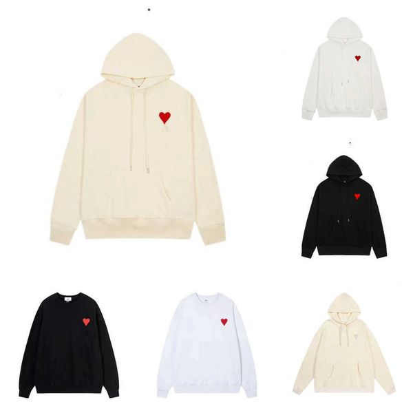 

designers hoodie male and amis female paris hooded highs quality sweater embroidered red love winter round neck jumper couple sweatshirts yt, Black