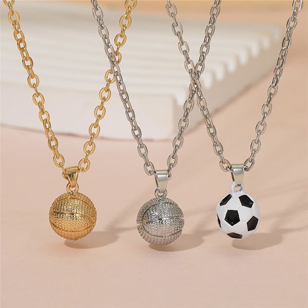 

ingenious football basketball pendant mens gold necklace designer south american alloy silver plated fashion soccer chokers necklaces jewelr