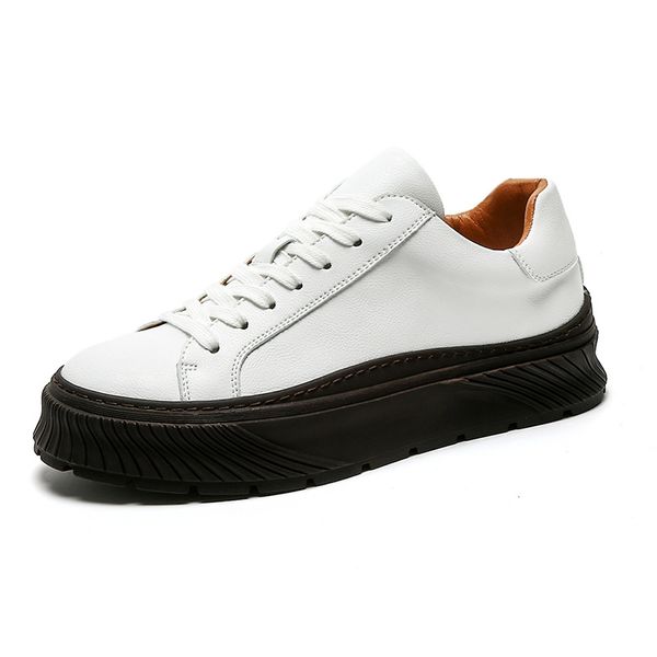 

breathable leather shoes men platform sneakers casual white sports shoes comfy flats male footwear zapatillas hombre, Black
