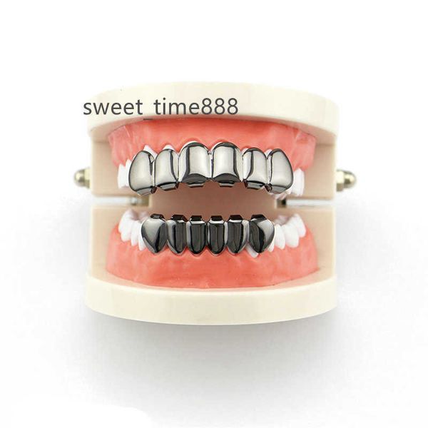 

qushine women men bottom vampire fangs teeth grillz set fashion hips hops real gold plated teeth grills, Golden;silver