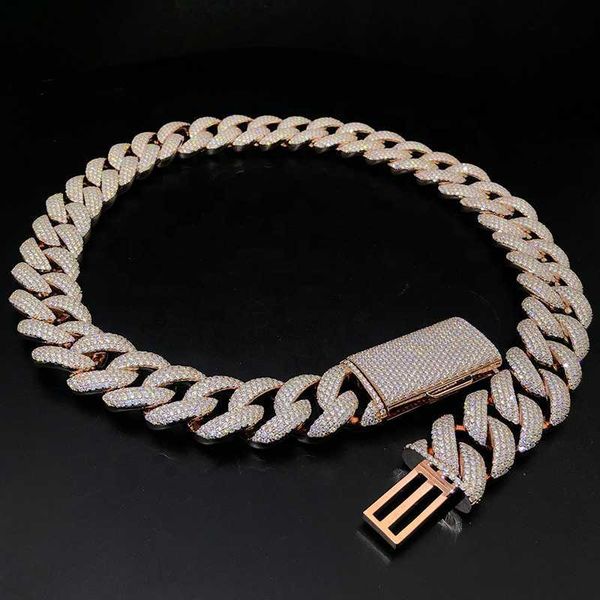 

hip hop iced out real s925 silver 10k 14k 18k solid gold iced out moissanite diamond factory custom cuban chain link necklace