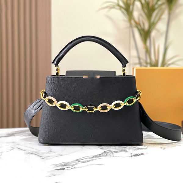 

handbags tote bag genuine leather commuter shoulder shopping bags large capacity totes colours chain women handbag purse crossbody adjustabl
