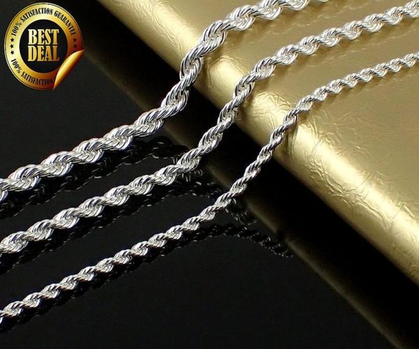 

2018 fashion solid 925 sterling silver chain 2mm 4mm men women necklace 16quot 30inch xmas new classic rope necklace chain link8314932