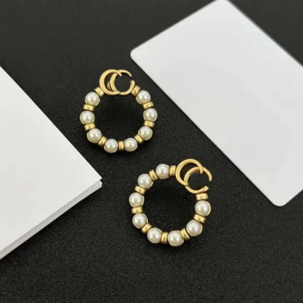 

luxury designer stud alphabet pearl earrings aretes orecchini for women party engagement gift jewelry, Golden;silver