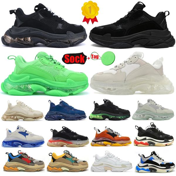 

triple s men women designer casual shoes scarpe platform sneakers black white dark grey pink split clear sole mens womens trainers jogging w