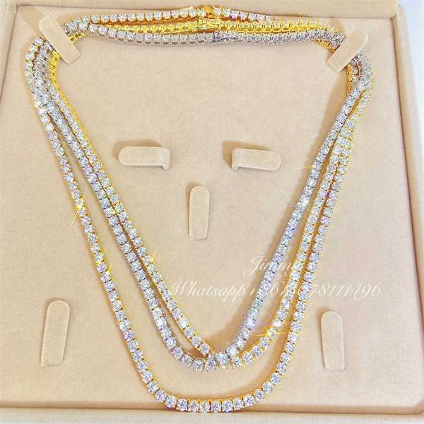 

2023 iced out moissanite diamond jewelry 10k real gold tennis chain, Silver