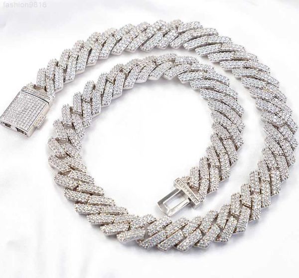 

rts 13mm 15mm 20mm hiphop cuban necklace sterling silver moissanite diamond gold plated men cuban link ice out cuban chain