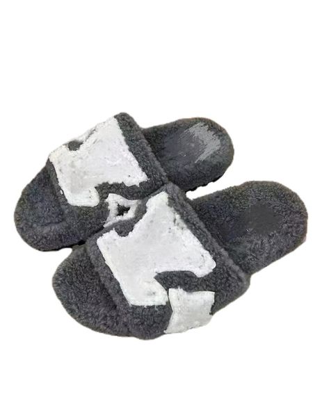 

designer lager letters lamb fur womens slipper thick sole heightened female casual beach shoes slippers ladies thick outer wear sandals luxu, Black