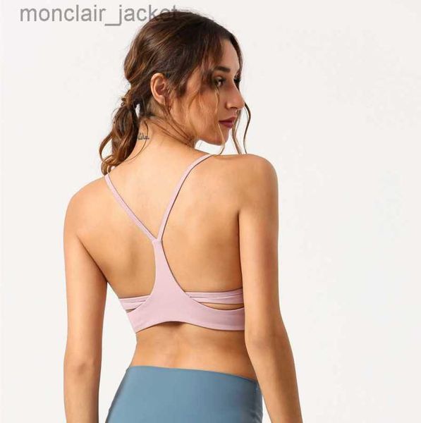 

desginer alo yoga women's sports bra fitness and beauty back gathering no steel ring bra 23ssa, White