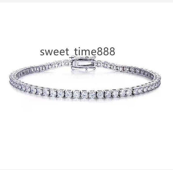

gra vvs d 3mm tennis bracelet moissanite stone ready to ship iced out tennis bracelet 3.5mm 4mm for girls, Silver