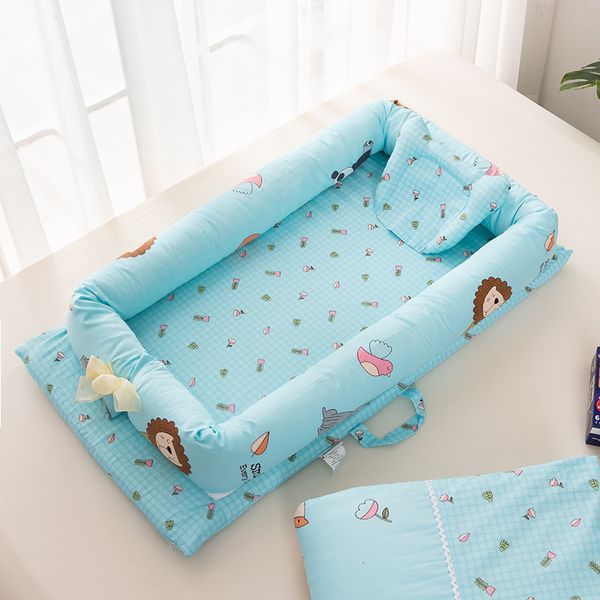 

bassinets cradles baby nest bed with pillow portable crib travel infantial cotton cradle removable washing for born bassinet bumper 90*50cm