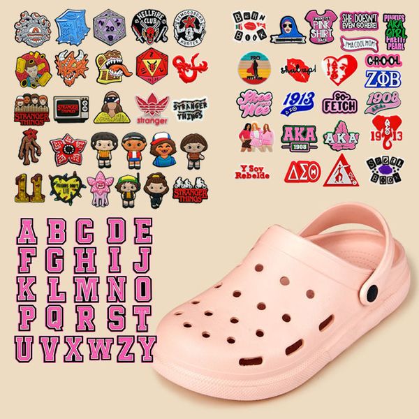 

shoe parts accessories mix50pcs super cute pvc charms stranger things s dinosaur dog ornaments fit garden clog decorations 230510, White;pink