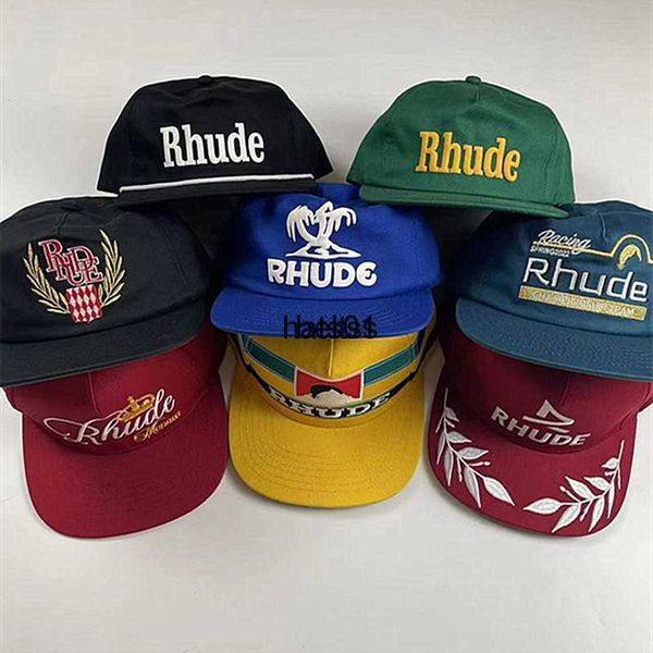 

tide brand rhude letter baseball cap outdoor sunshade hat duck tongue hat sunscreen curved brim hat for male and female couples, Blue;gray