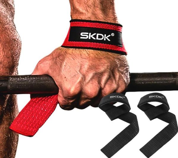 

2pcspair gym fitness weight lifting grip straps dumbbell hand grips training wrist support bands for barbell pull up2023360, Black;red