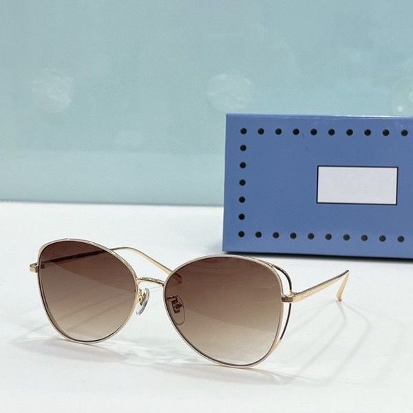

2023 women men fashion sunglasses gold thin metal frame light brown gradient color oval glasses available with box, White;black