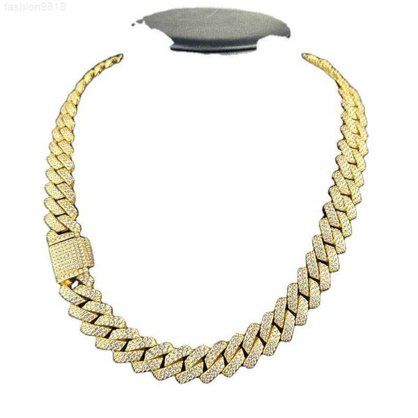 

16-20mm 100% handmade setting vvs moissanite diamond iced out cuban link chain 925 sterling silver necklace