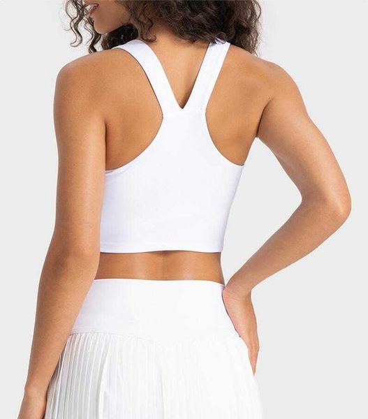 

lu-381 yoga sports bra vest high elastic shockproof women underwears with chest pad running fitness gym shirt inner jacket tank, White