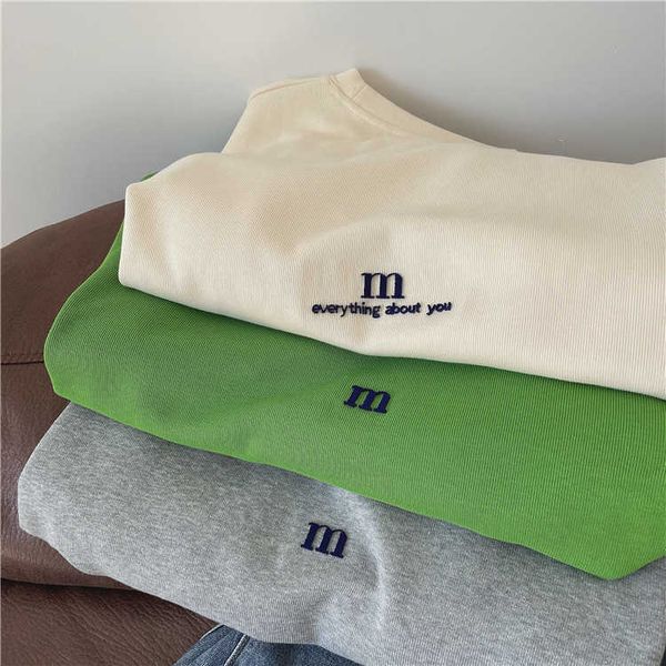 

autumn 22/minimal good gentle loose relaxed simple round neck pullover korean school print letter sweater women's fashion, Gray