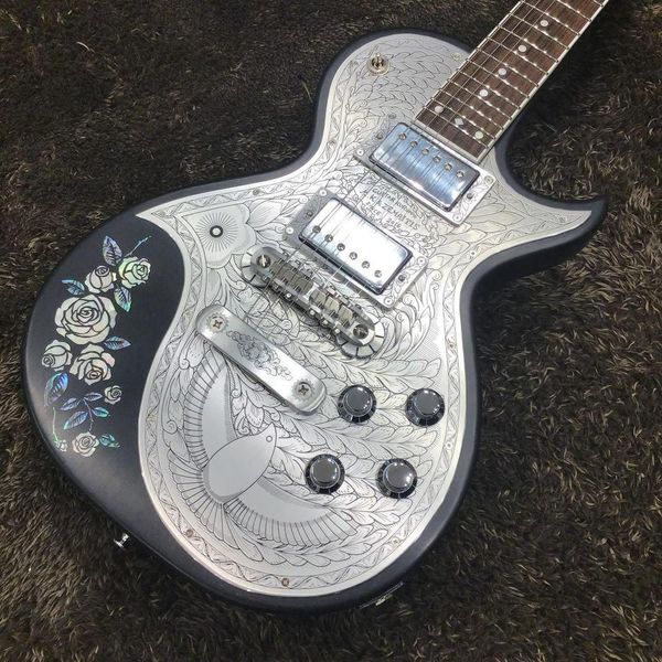 

silver hand carved electric guitar factory custom new mahogany 6 strings