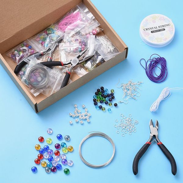 

fashion diy chains for halloween bracelet making materials belt tool set handmade earring ornament accessories, Blue;slivery